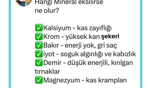 Mineral ve Vitamin Eksikliği Sağlığı Olumsuz Etkiliyor